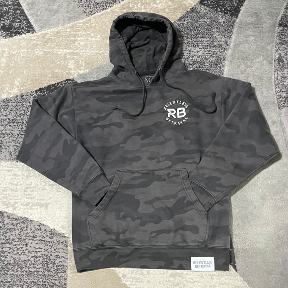 Relentless Betrayal Hoodie Men Medium Black Camo Lone Wolf Skull Graphic Biker - Picture 13 of 13